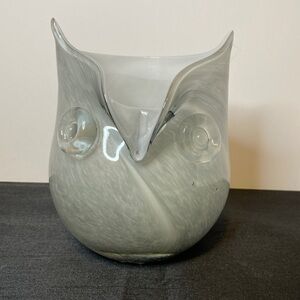Grey Glass Owl Vase